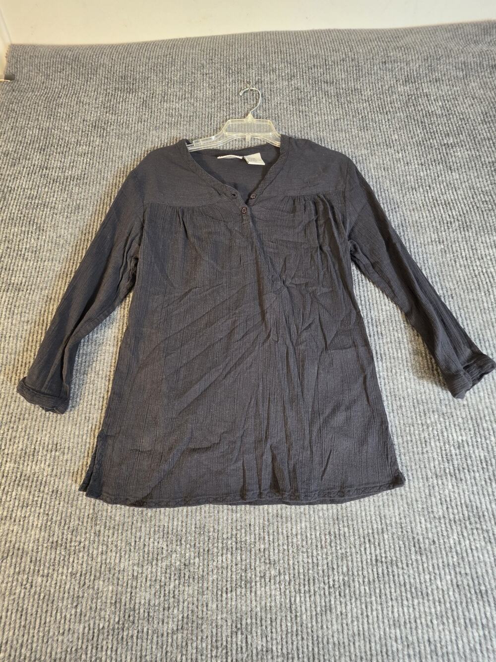 Bill Blass Jeans Black Top Blouse 3/4 Sleeve Women's Size Medium